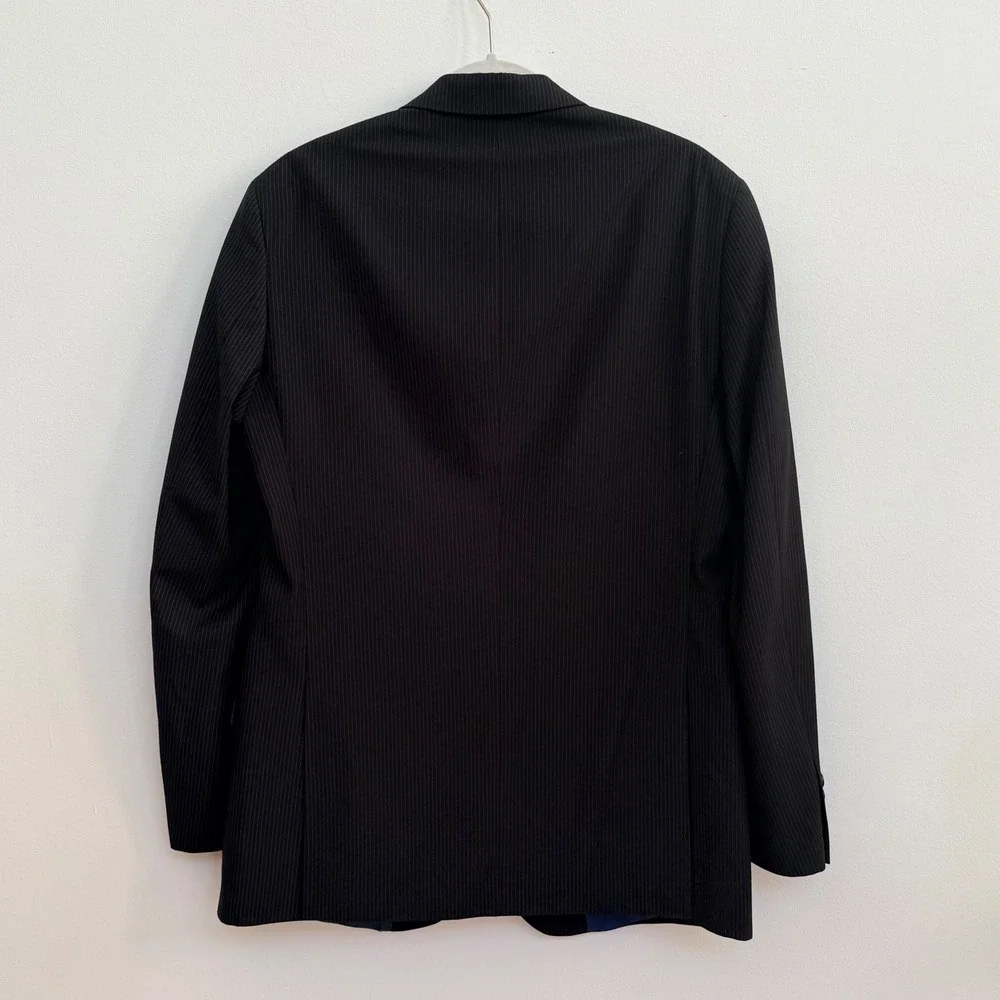 Billy London Black Pinstripe Blazer 40L Blue‎ Lining Tailored Modern Classic